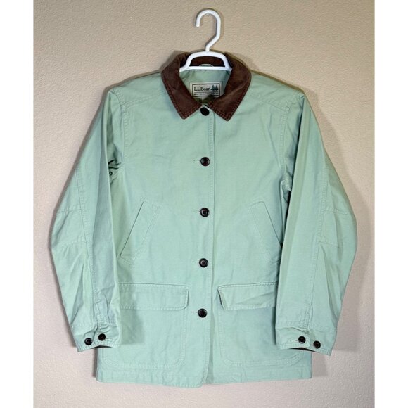 L.L. Bean Canvas Field Chore Barn Jacket Mint Green Brown Corduroy 0WY22 - Picture 4 of 14